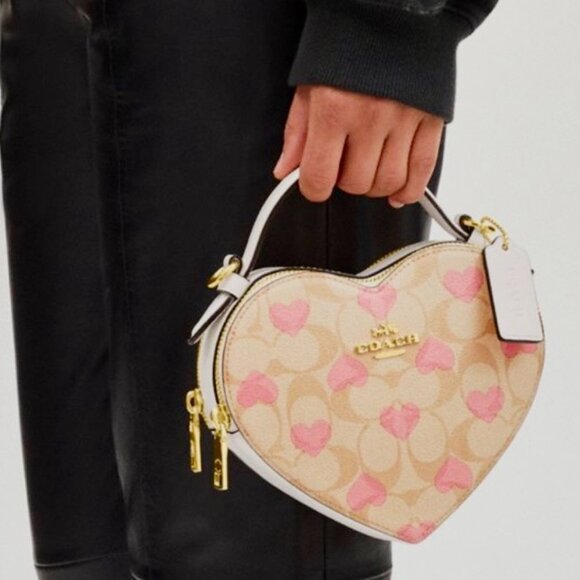 Coach Heart Crossbody In Signature Canvas with Heart Print (New) - Picture 3 of 5